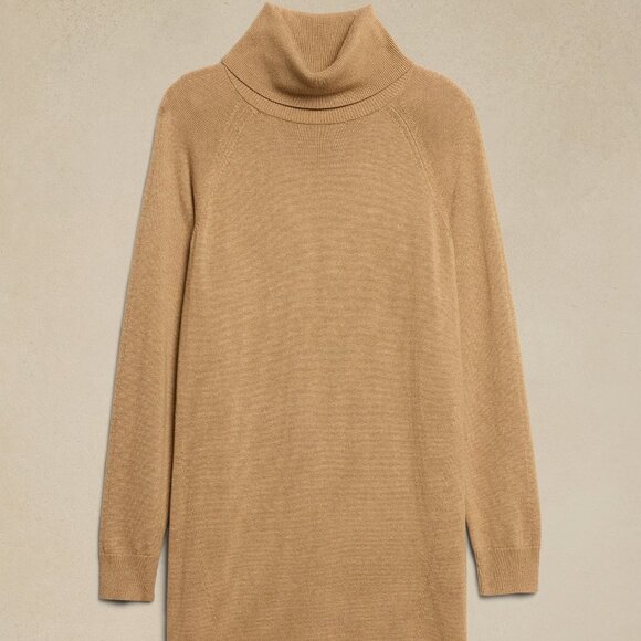 Banana Republic Camel Turtle-Neck Sweater Dress/NWT/S - Picture 4 of 15